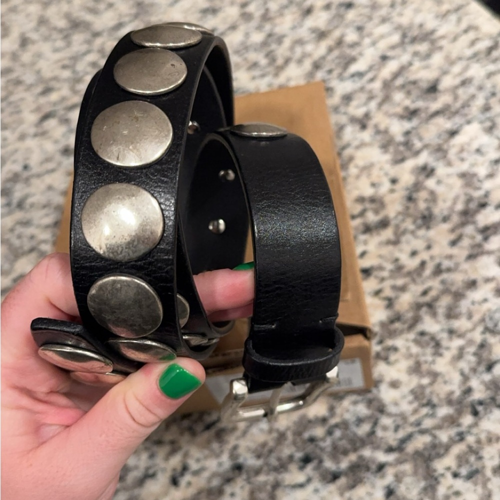 Golden Goose Trinidad Belt in washed leather with studs 100 - Picture 2 of 3